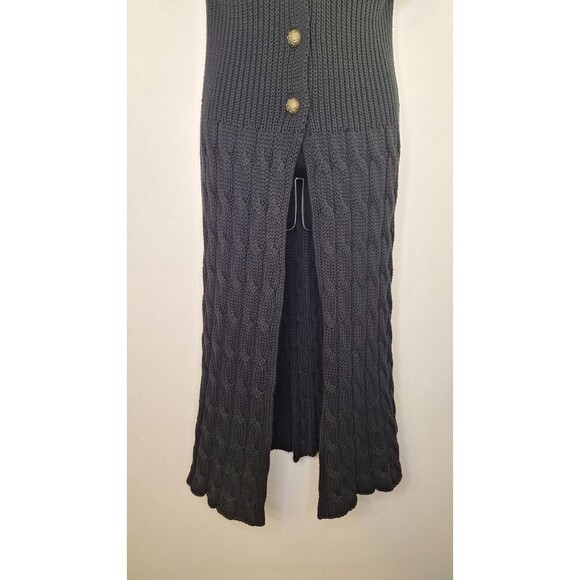 Vtg AFTER THE RAIN Cable Knit Sweater Dress Duster Sz M Button Up Whimsygoth - Picture 6 of 12